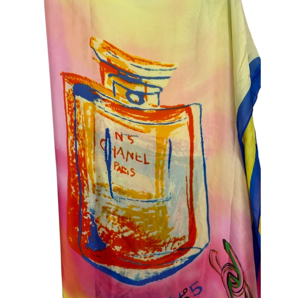 CHANEL Multicolor No.5 Perfume Bottle Silk Scarf - Picture 9 of 15